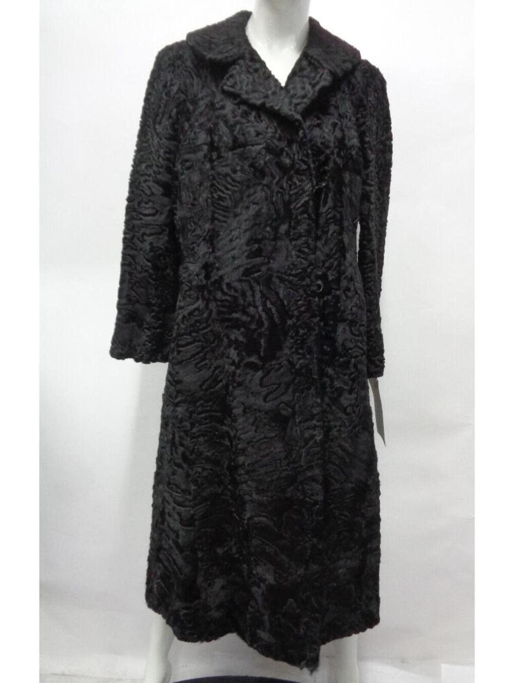 EXCELLENT BLACK SWAKARA LAMB FUR JACKET COAT WOMEN WOMAN SIZE 2-4 PETITE